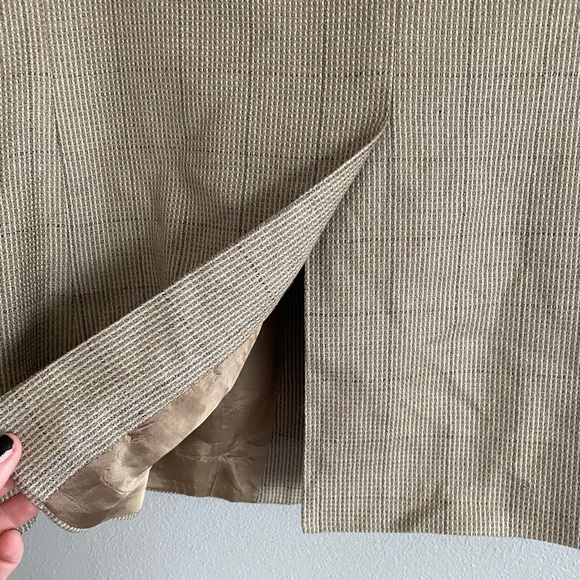 VTG Wall Street Men’s Blazer Size 44 Tan Plaid Business Neutral Formal - Picture 8 of 10